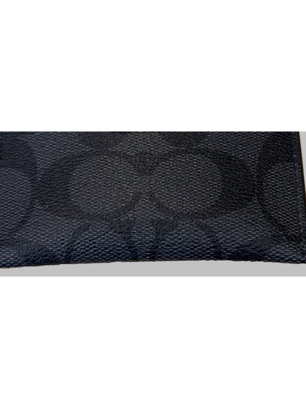 Coach Signature Logo Flat Card Case Card Holder Leather PVC Black Charcoal NWOT - Picture 4 of 5